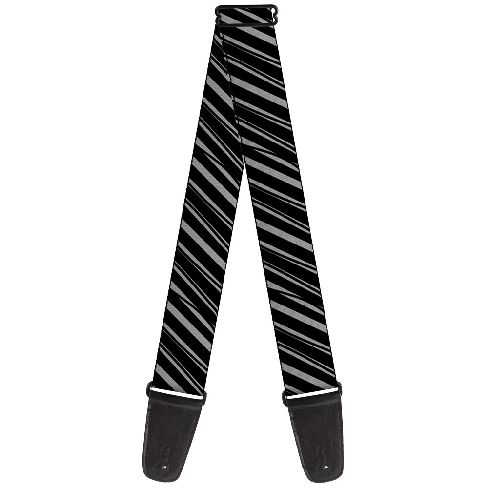 Guitar Strap - Diagonal Stripes Scribble Gray Black Guitar Straps Buckle-Down   