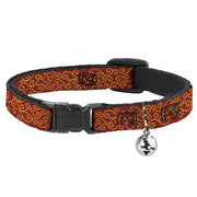 Cat Collar Breakaway - Holiday Trim Swirls Red Gold Breakaway Cat Collars Buckle-Down   