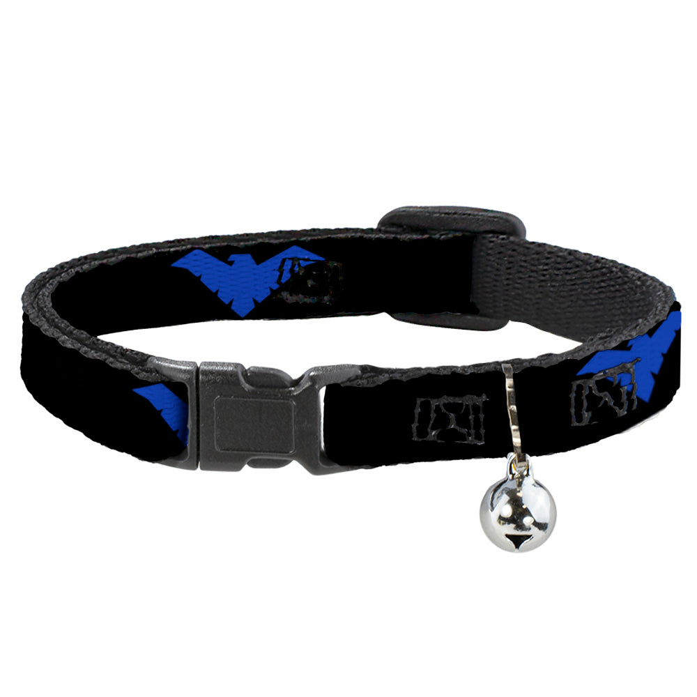 Cat Collar Breakaway - Nightwing Logo Black Blue Breakaway Cat Collars DC Comics   