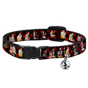 Cat Collar Breakaway - Pin Up Girl Poses Buffalo Plaid Blocks Black Red Breakaway Cat Collars Buckle-Down   