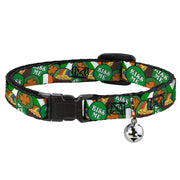 Cat Collar Breakaway - St. Pat's 4-Buttons Stacked Breakaway Cat Collars Buckle-Down   