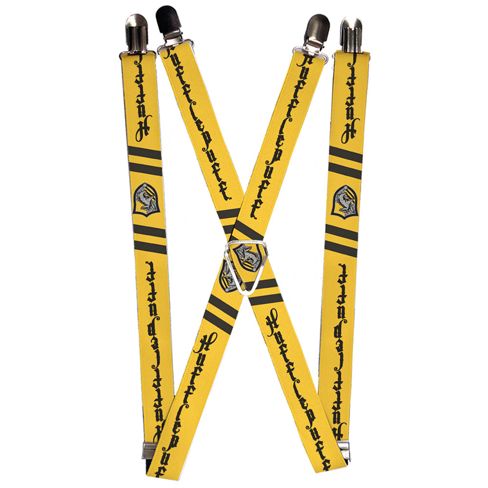 Suspenders - 1.0" - HUFFLEPUFF Badge 2-Stripe Yellow Black Grays Suspenders Harry Potter Default Title