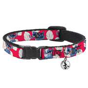 Cat Collar Breakaway - Lilo & Stitch Stitch 4-Poses Lilo Dress Leaves Red Ivory Breakaway Cat Collars Disney   