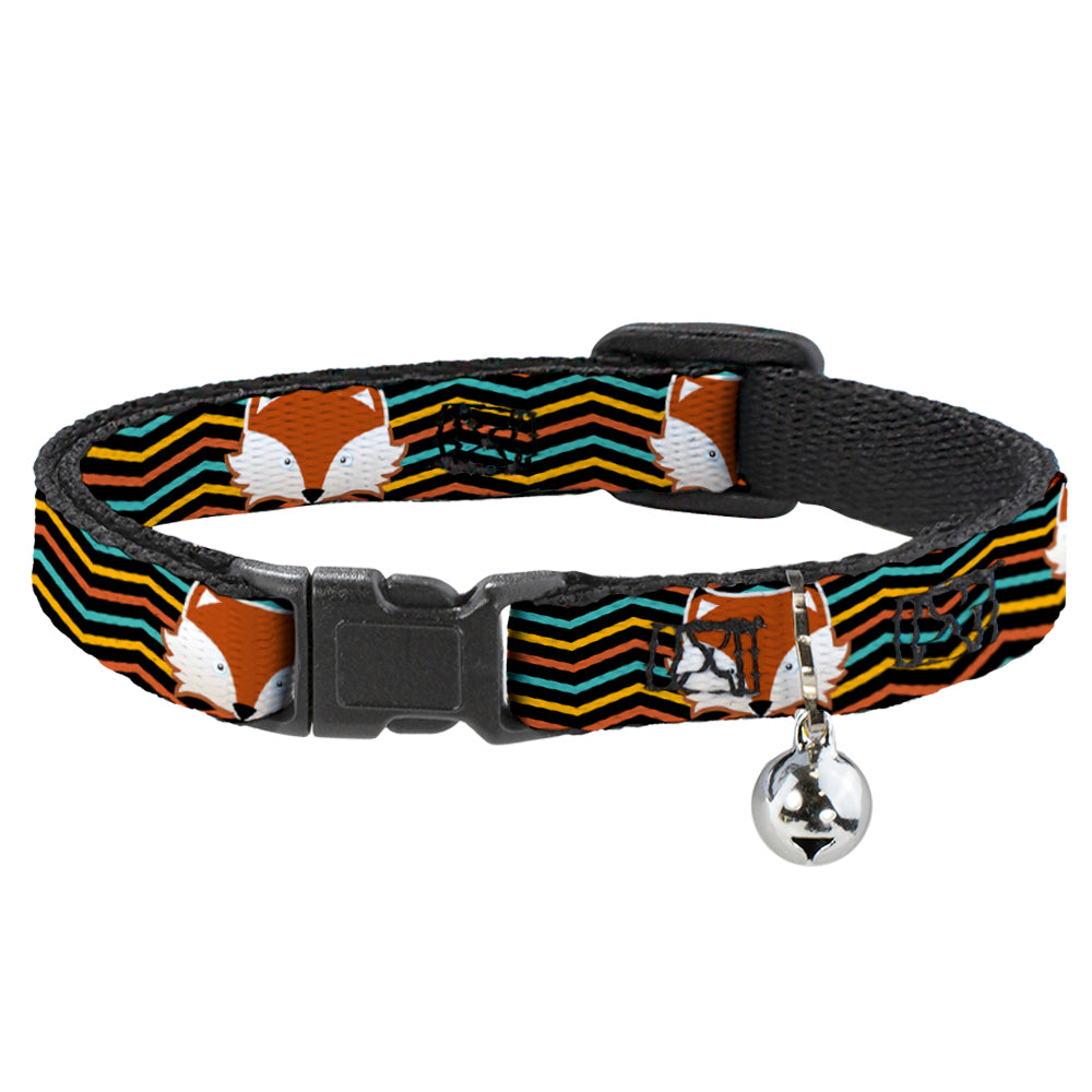 Cat Collar Breakaway - Fox Face Stripes Black Multi Color Breakaway Cat Collars Buckle-Down   