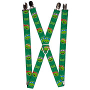 Suspenders - 1.0" - Classic Teenage Mutant Ninja Turtles Turtle Faces TMNT Green Turtle Shell Suspenders Teenage Mutant Ninja Turtles