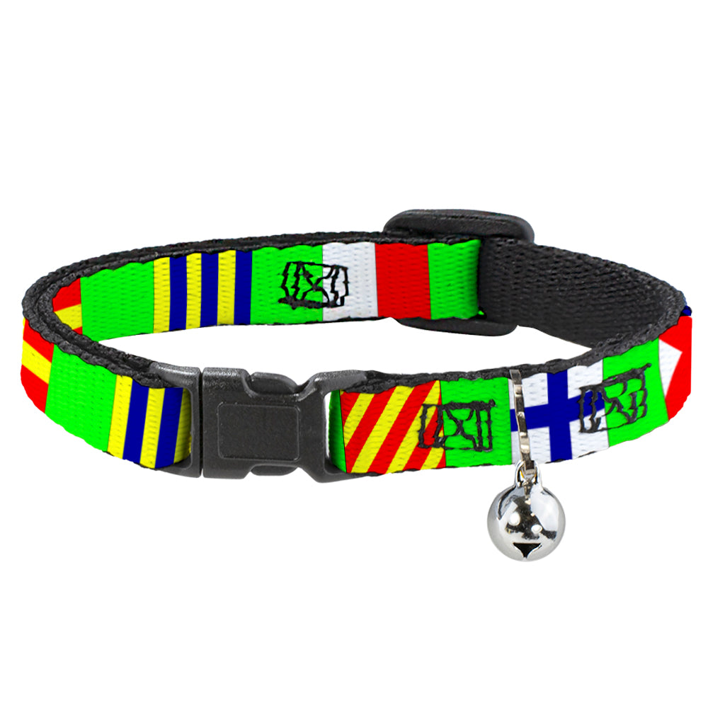 Cat Collar Breakaway - Nautical Flags Green Multi Color Breakaway Cat Collars Buckle-Down   