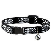 Cat Collar Breakaway with Bell - SHELBY 60 YEARS SINCE 1962 Checker Black White - NARROW Fits 8.5-12" Breakaway Cat Collars Shelby