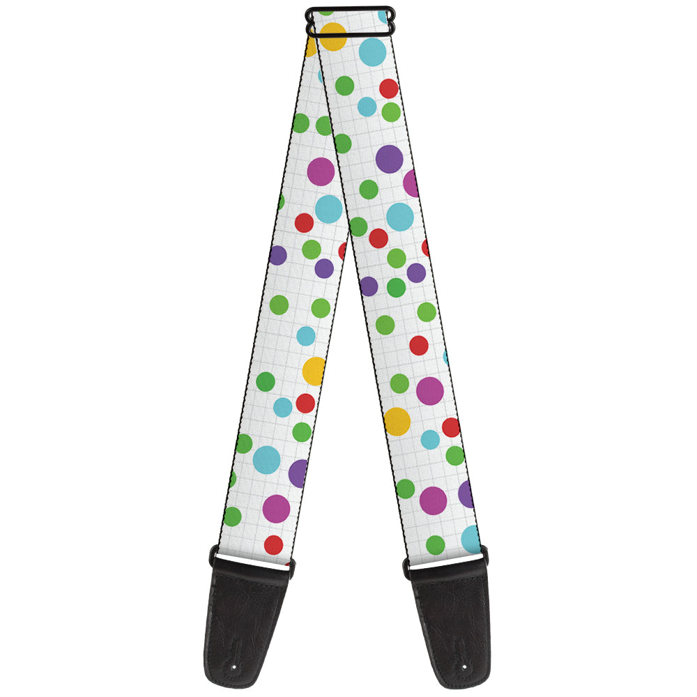 Guitar Strap - Dots Grid White Gray Multi Color Guitar Straps Buckle-Down   