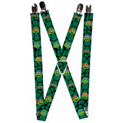 Suspenders - 1.0" - Classic TEENAGE MUTANT NINJA TURTLES Turtle Faces Black Green Turtle Shell Suspenders Teenage Mutant Ninja Turtles