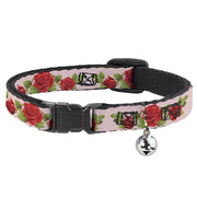 Cat Collar Breakaway - Rose Trio Leaves Pink Breakaway Cat Collars Buckle-Down   