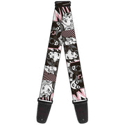 Guitar Strap - Batgirl Wonder Woman Supergirl Retro Panels Black Pink White Guitar Straps DC Comics   