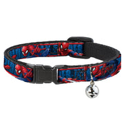 ULTIMATE SPIDER-MAN Cat Collar Breakaway - SPIDER-MAN 3-Action Poses Bricks Stripe Blues Red White Breakaway Cat Collars Marvel Comics   