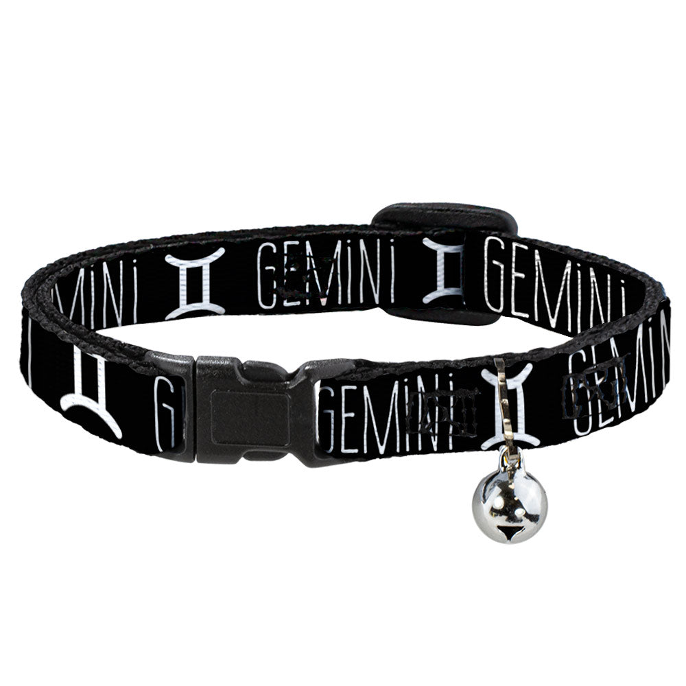 Cat Collar Breakaway - Zodiac GEMINI Symbol Black White Breakaway Cat Collars Buckle-Down   