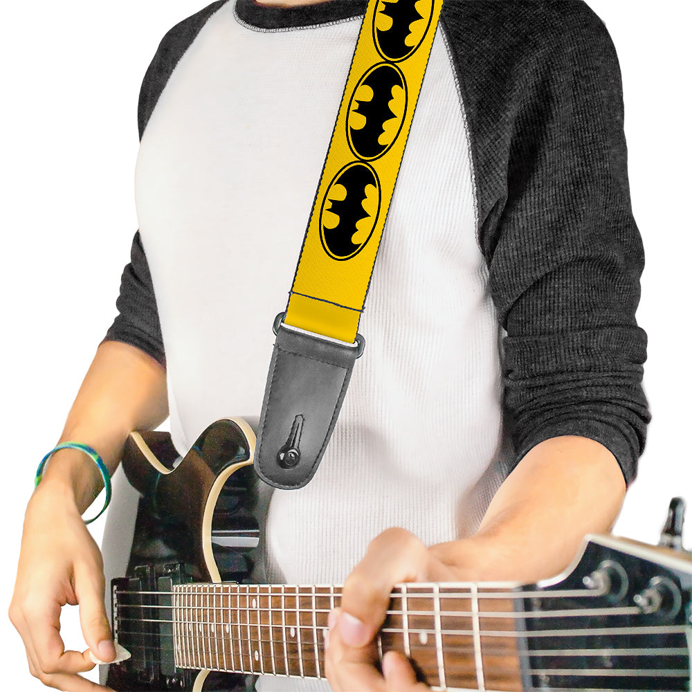 Guitar Strap - Bat Signal-3 Yellow Black Yellow Guitar Straps DC Comics   