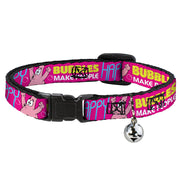 Cat Collar Breakaway with Bell - Patrick Starfish Pose BUBBLES MAKE PEOPLE HAPPY Pink Yellow White Blue Breakaway Cat Collars SpongeBob SquarePants