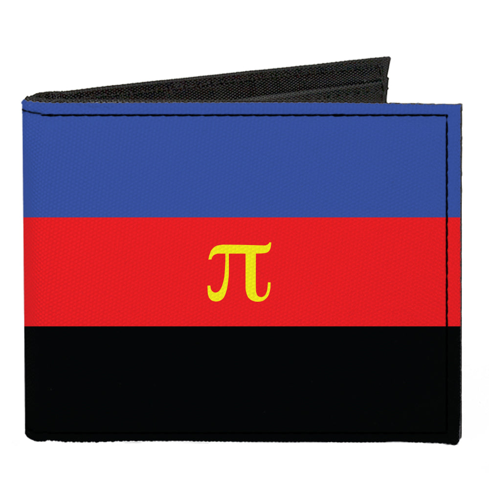 Canvas Bi-Fold Wallet - Flag Polyamorous Pi Symbol Blue Red Black Yellow Canvas Bi-Fold Wallets Buckle-Down   