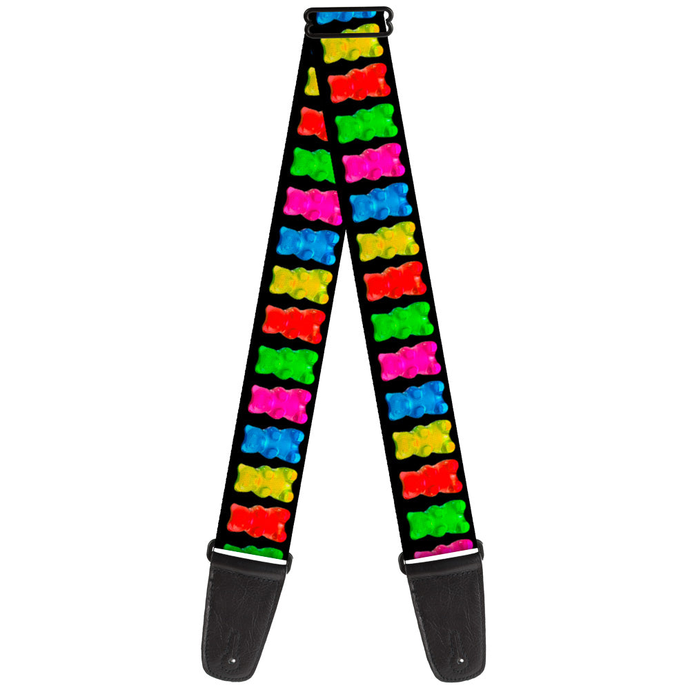 Guitar Strap - Gummy Bears Black Multi Color Guitar Straps Buckle-Down   