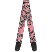 Guitar Strap - Eighties Stars2 Black White Red Guitar Straps Buckle-Down   