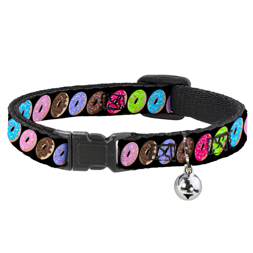 Cat Collar Breakaway - Sprinkle Donuts Black Multi Color Breakaway Cat Collars Buckle-Down   