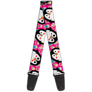 Guitar Strap - Penguins w Cupcakes Fuchsia Purple White Guitar Straps Buckle-Down   