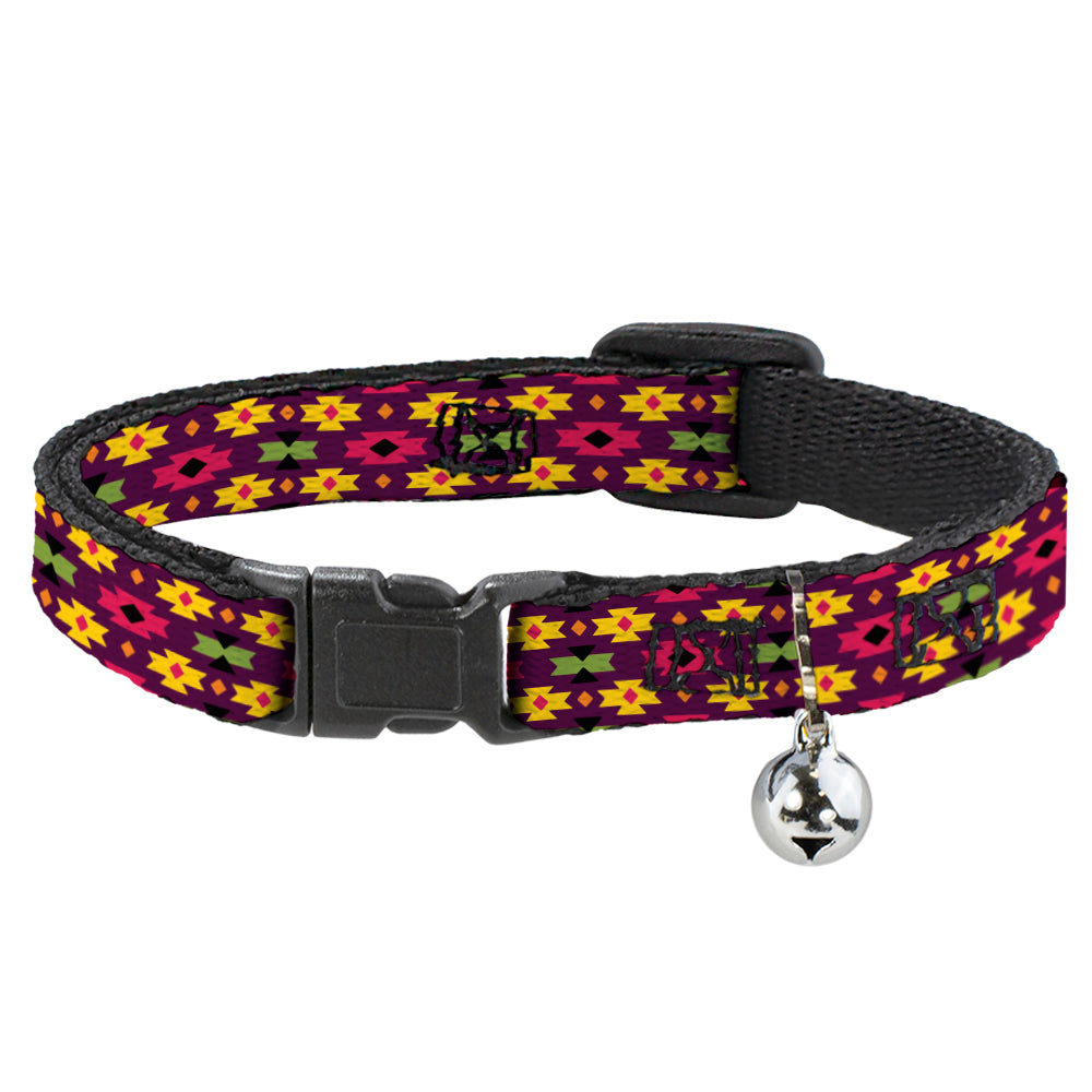 Cat Collar Breakaway - Mini Navajo Purple Yellow Pink Green Breakaway Cat Collars Buckle-Down   