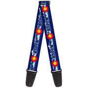 Guitar Strap - Colorado ASPEN Flag Snowy Mountains Weathered2 Blue White Red Yellows Guitar Straps Buckle-Down   
