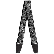 Guitar Strap - Floral Paisley2 Black White Guitar Straps Buckle-Down   