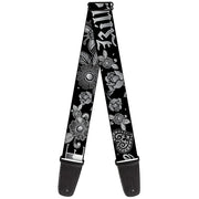 Guitar Strap - Love Kills Black White Guitar Straps Buckle-Down   