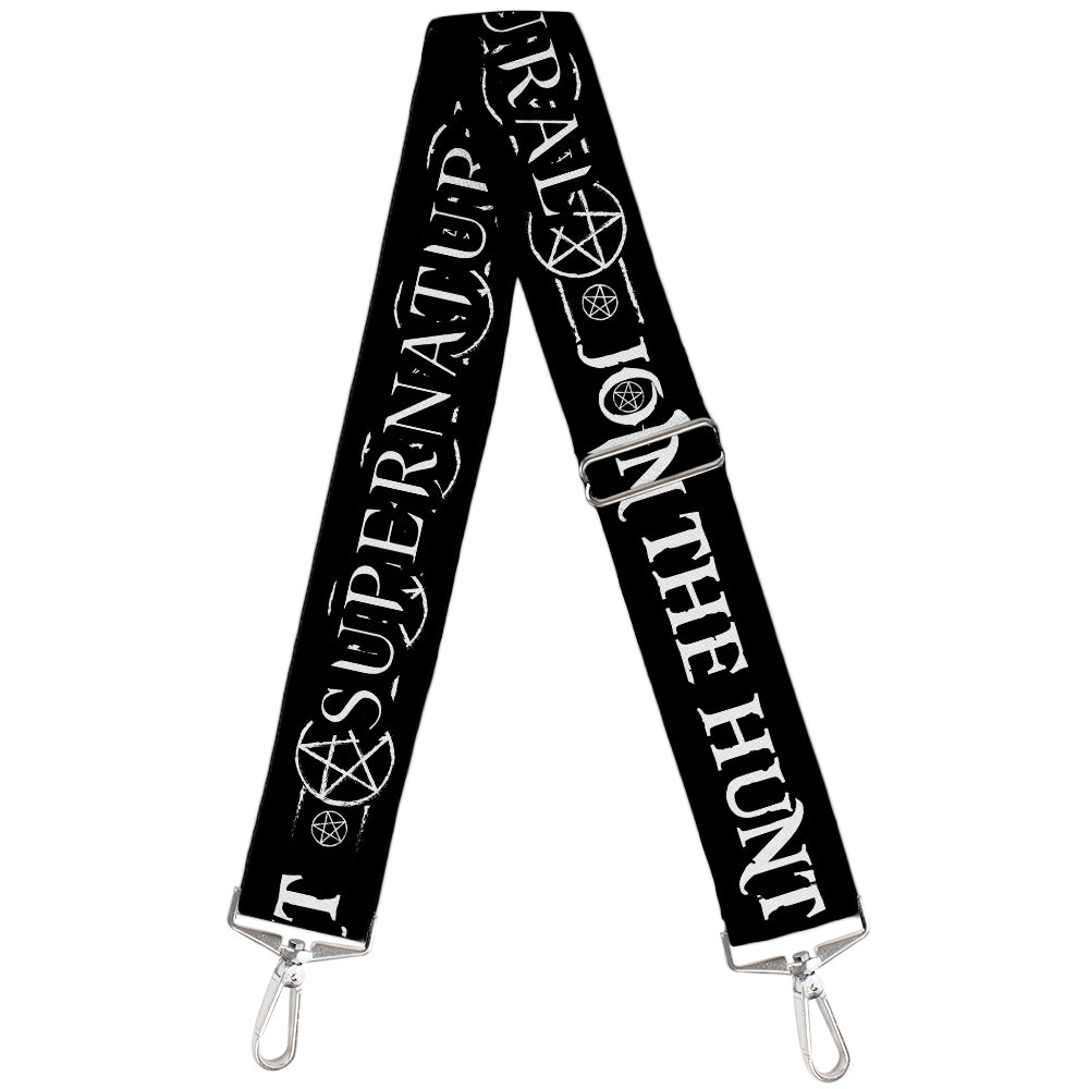 Purse Strap - SUPERNATURAL JOIN THE HUNT Icons Logo Pentagrams Black White Purse Straps Supernatural   