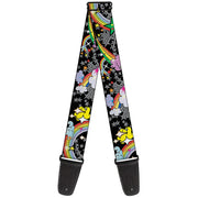 Guitar Strap - Rainbow Cloud Stars Black Guitar Straps Buckle-Down   