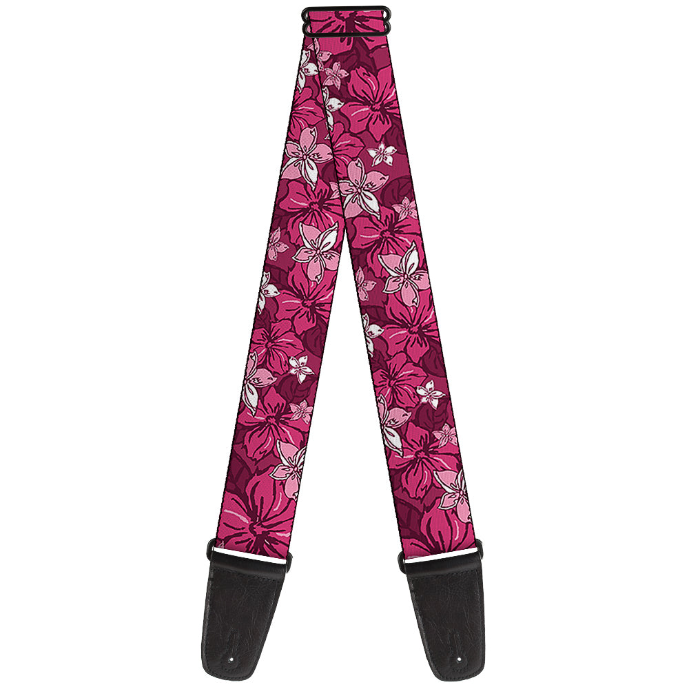 Guitar Strap - Hibiscus Collage Pink Shades Guitar Straps Buckle-Down   