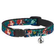 Cat Collar Breakaway - Ariel Poses w Flounder Green Blue Fade Breakaway Cat Collars Disney   