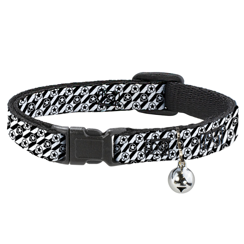 Cat Collar Breakaway - Houndstooth Star Black White Breakaway Cat Collars Buckle-Down   