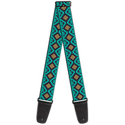 Guitar Strap - Geometric6 Navy Turquoise Gold Guitar Straps Buckle-Down   