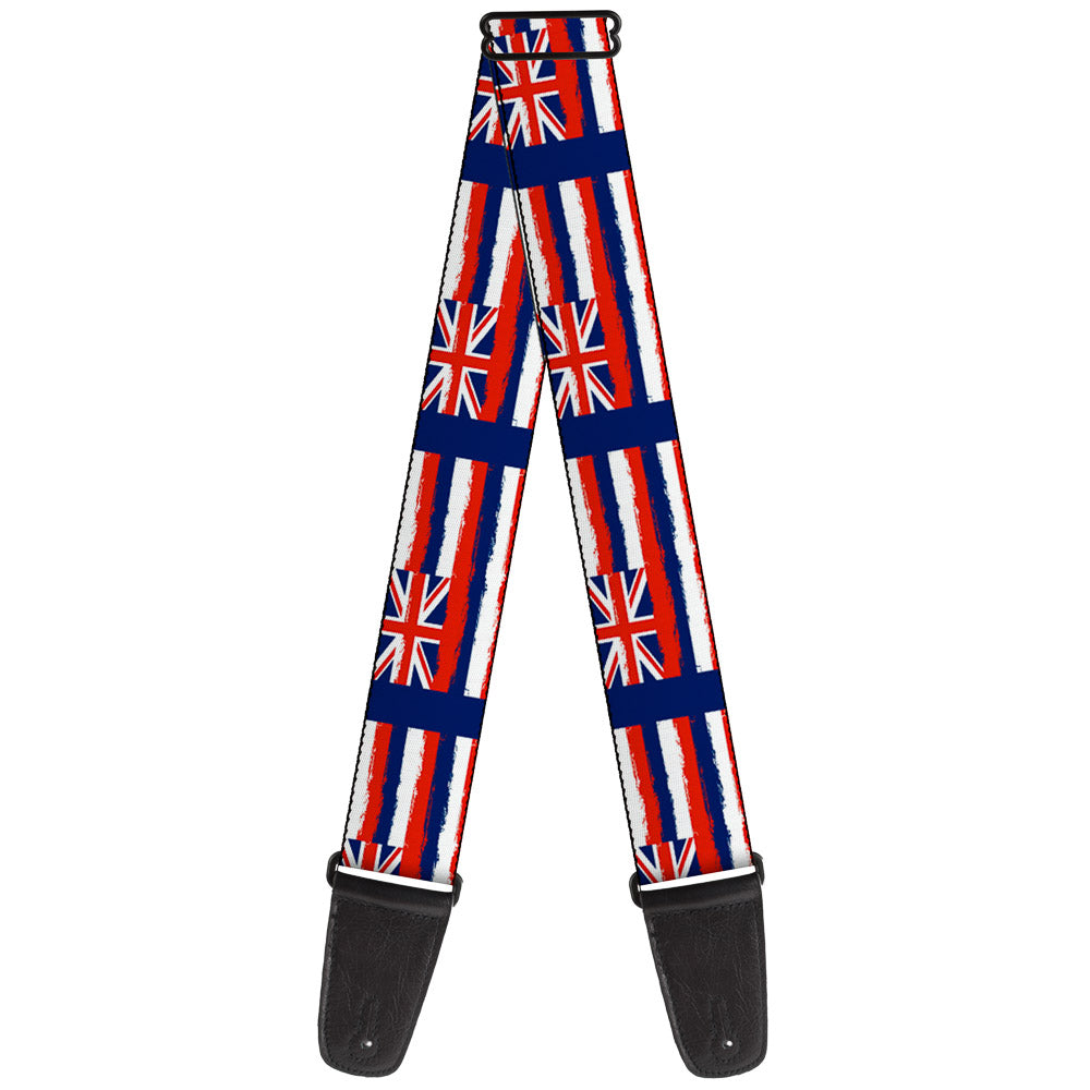 Guitar Strap - Hawaii Flags Weathered Blue Red White Guitar Straps Buckle-Down   