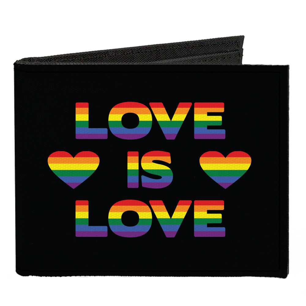 Canvas Bi-Fold Wallet - LOVE IS LOVE Heart Black Rainbow Canvas Bi-Fold Wallets Buckle-Down   