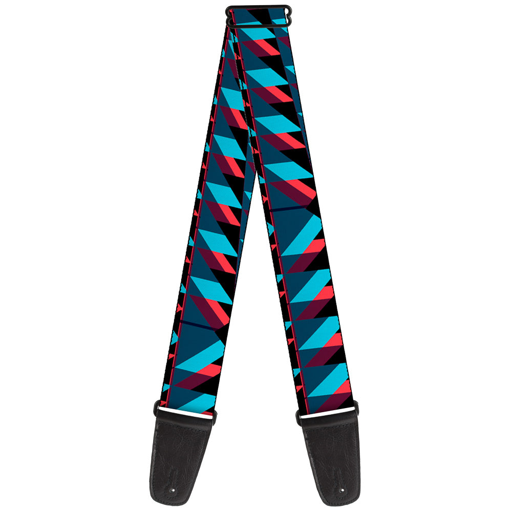 Guitar Strap - Geometric Peaks Blues Purple Red Guitar Straps Buckle-Down   