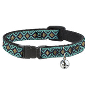 Cat Collar Breakaway - Geometric6 Navy Turquoise Gold Breakaway Cat Collars Buckle-Down   