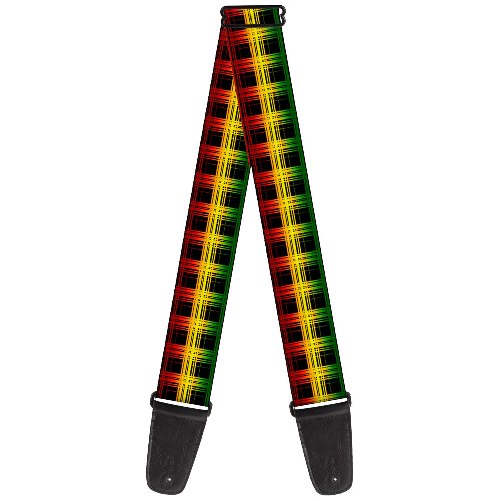 Guitar Strap - Plaid Black Rasta Guitar Straps Buckle-Down   