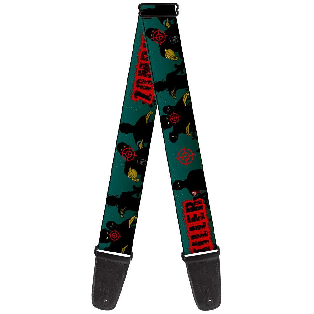 Guitar Strap - ZOMBIE KILLER Zombie March Green Red Black Guitar Straps Buckle-Down   