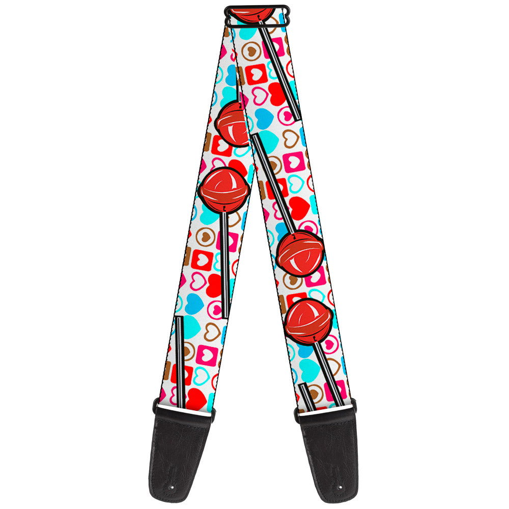 Guitar Strap - Lollipop Hearts White Guitar Straps Buckle-Down   