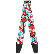 Guitar Strap - Lollipop Hearts White Guitar Straps Buckle-Down   