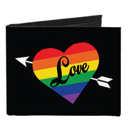 Canvas Bi-Fold Wallet - LOVE Rainbow Stripe Heart Black Multi Color Canvas Bi-Fold Wallets Buckle-Down   