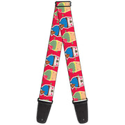 Guitar Strap - Happy Cupcakes Dots Pink Green Guitar Straps Buckle-Down   