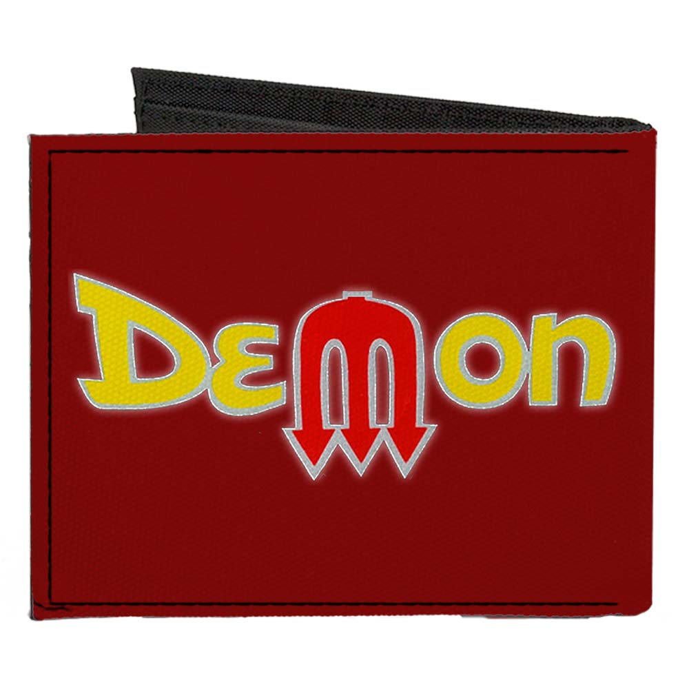 Canvas Bi-Fold Wallet - Vintage Dodge DEMON Logo Burgundy Silver Yellow Red Canvas Bi-Fold Wallets Dodge   