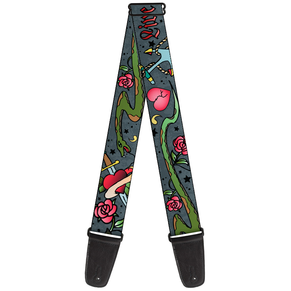 Guitar Strap - Live Hard Die Young Gray Guitar Straps Buckle-Down   