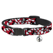 Cat Collar Breakaway - Mickey Mouse Poses Scattered Red Black White Breakaway Cat Collars Disney   