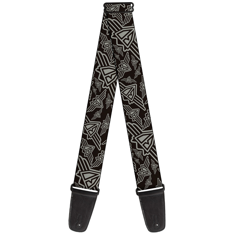 Guitar Strap - BD Logo Scattered Black Gray Guitar Straps Buckle-Down   