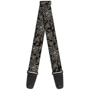 Guitar Strap - BD Logo Scattered Black Gray Guitar Straps Buckle-Down   