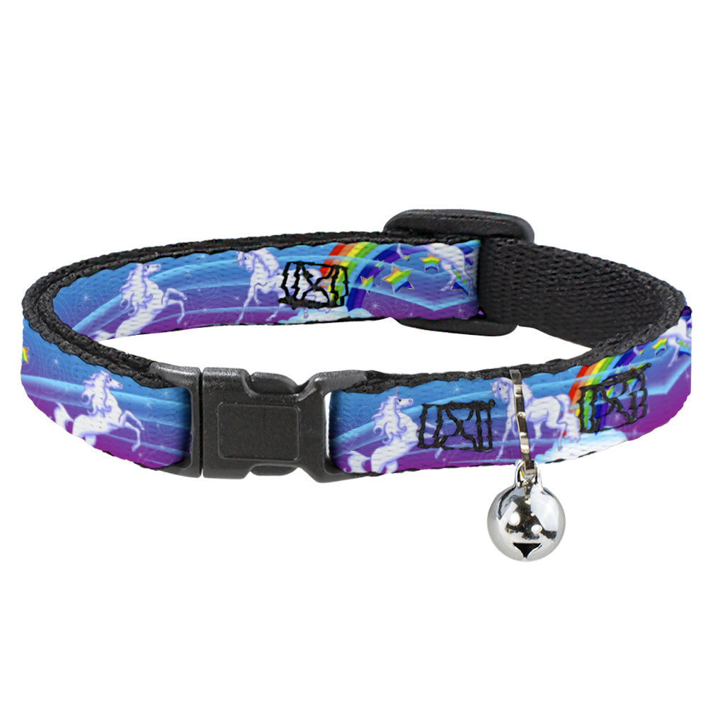 Cat Collar Breakaway - Unicorns Rainbows Stars Blue Rainbow White Breakaway Cat Collars Buckle-Down   